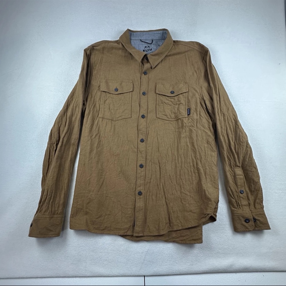 Kuiu Shirt Mens XL Brown FIELD FLANNEL Work Shirt Wool Blend Button Up